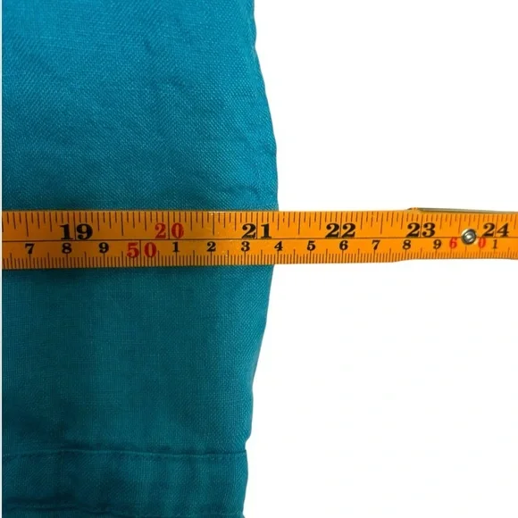 Talbots Pure Irish Linen Popover Top Drawstring Waist in Turquoise Blue Size 14 - Picture 9 of 11